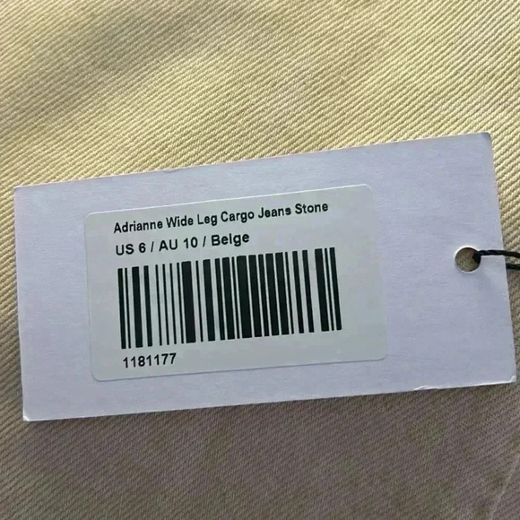 Princessโ Polly Cream Denim Wide Leg Cargo Pants, NWT, Size 6 - Picture 11 of 12